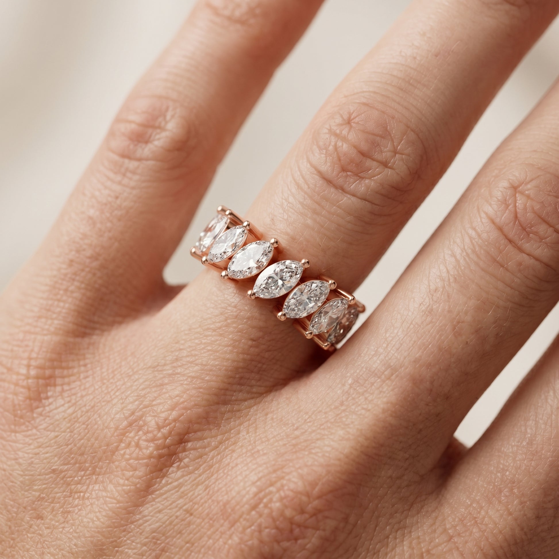Marquise Cut Lab Grown Diamond Ring in Rose Gold