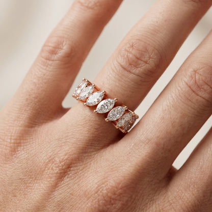 Marquise Cut Lab Grown Diamond Ring in Rose Gold
