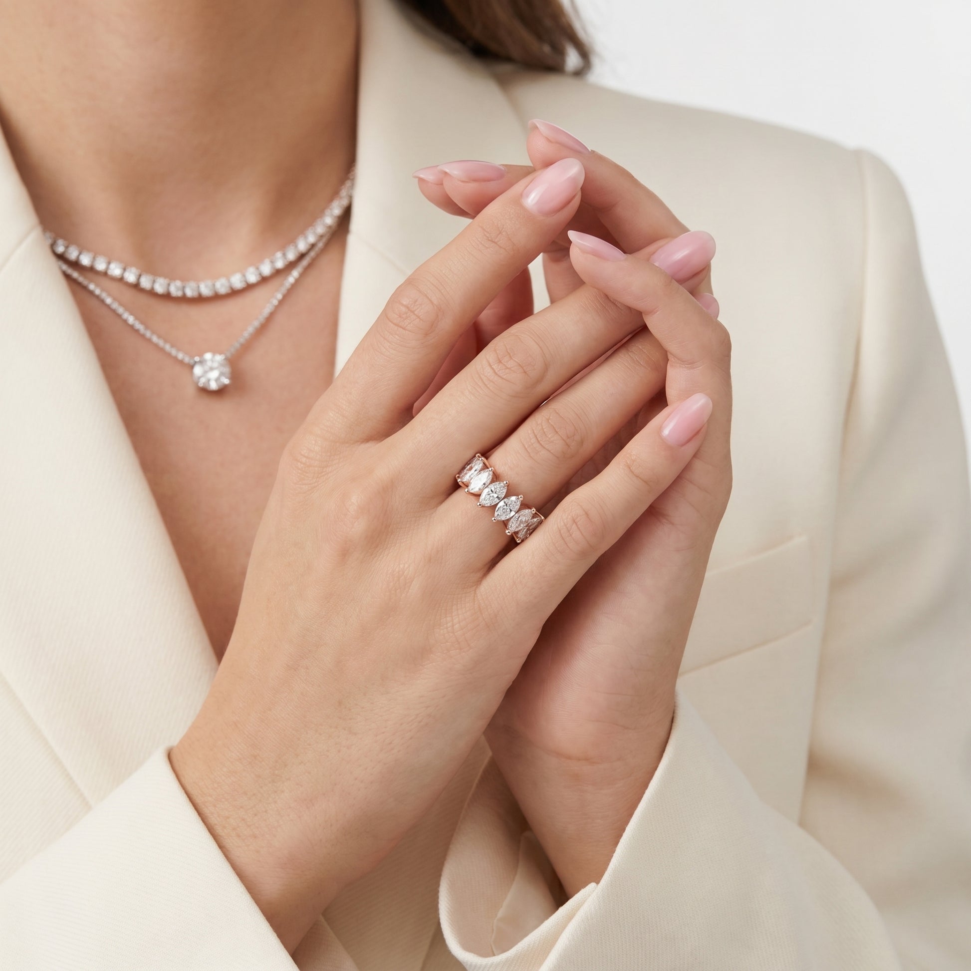 Marquise Cut Lab Grown Diamond Ring in Rose Gold