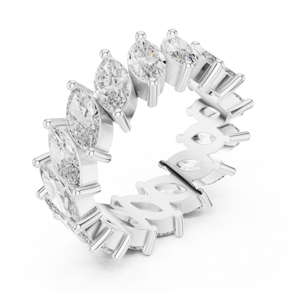 Marquise Cut Lab Grown Diamond Ring in Silver