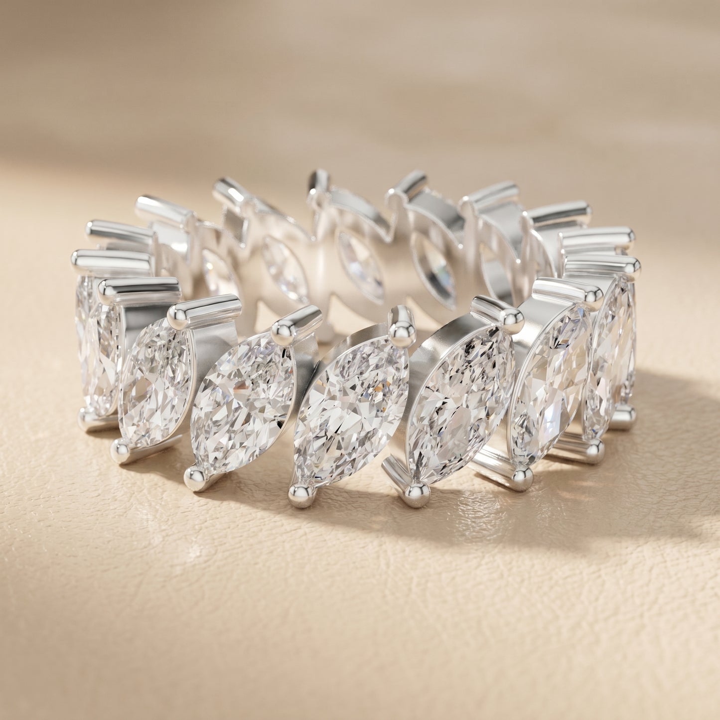 Marquise Cut Lab Grown Diamond Ring in Silver