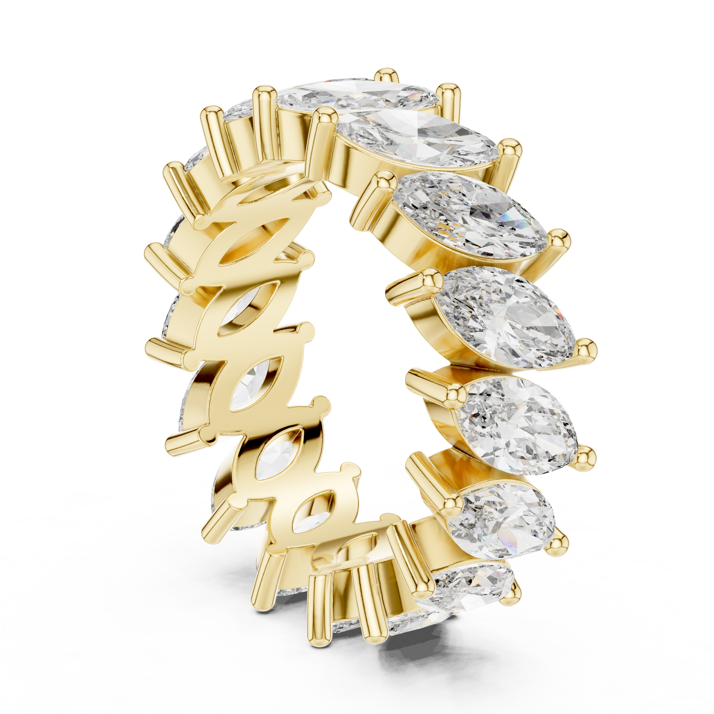 Marquise Cut Lab Grown Diamond Ring in Yellow Gold