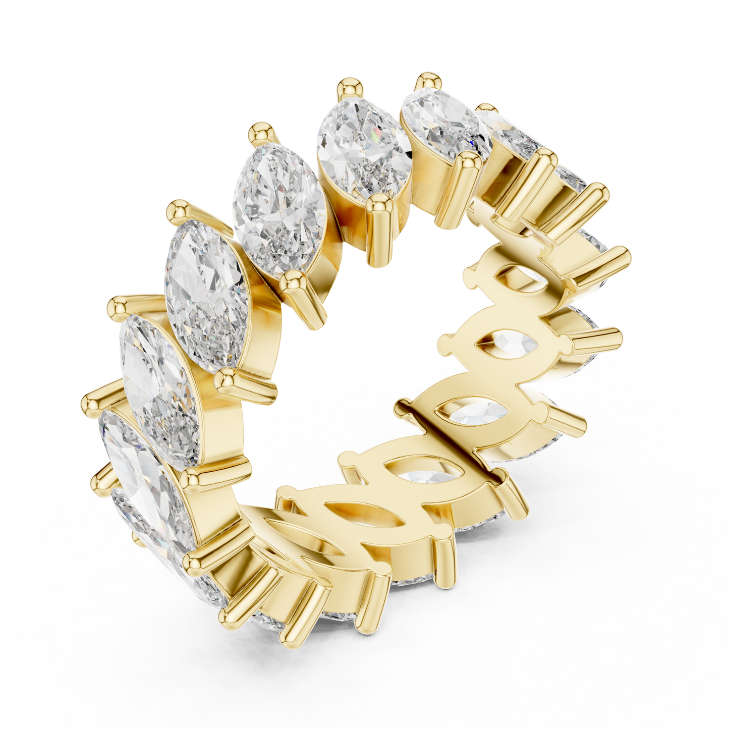 Marquise Cut Lab Grown Diamond Ring in Yellow Gold