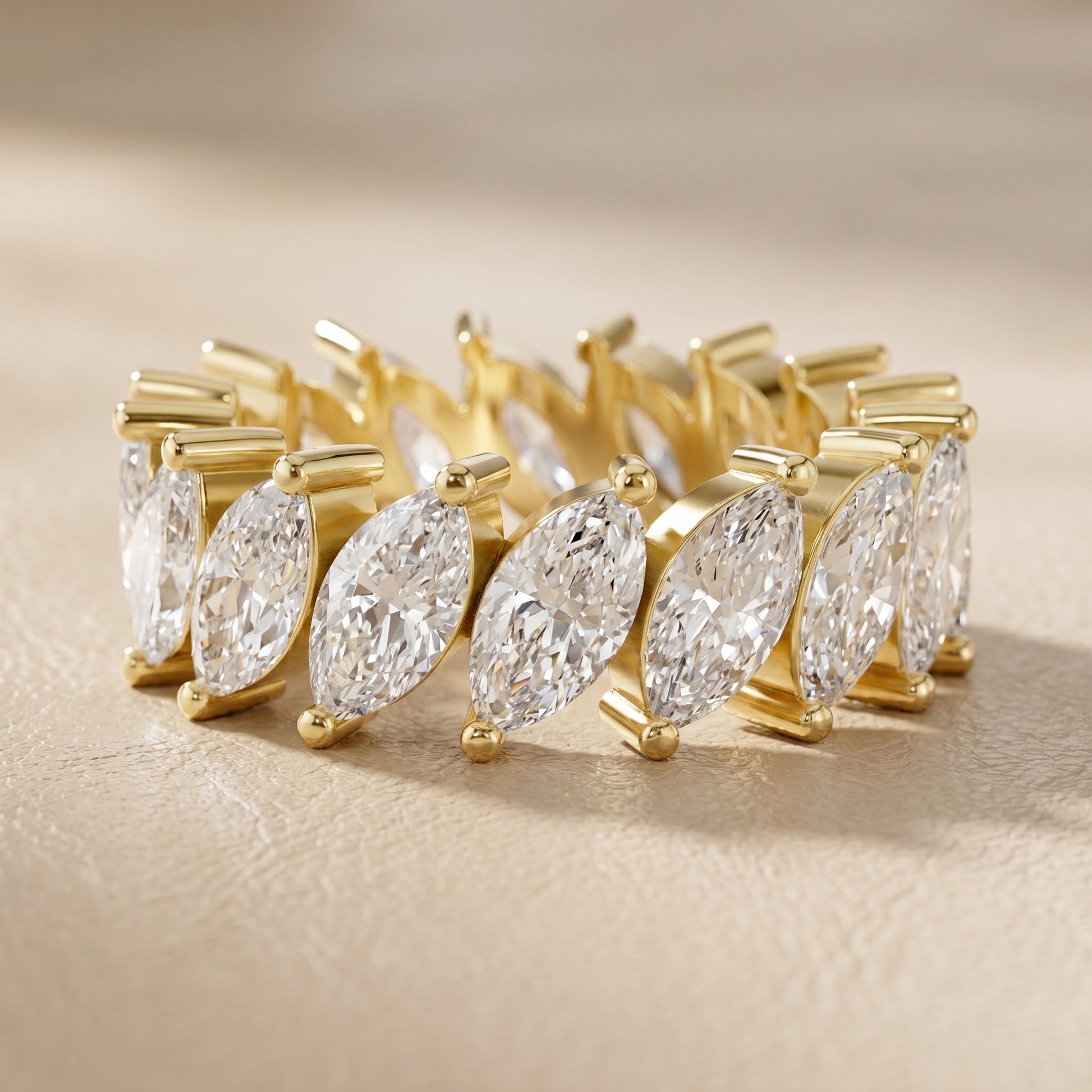 Marquise Cut Lab Grown Diamond Ring in Yellow Gold