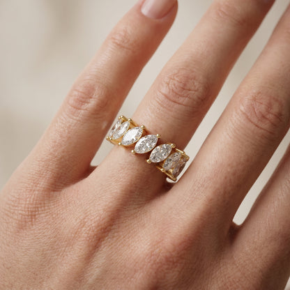 Marquise Cut Lab Grown Diamond Ring in Yellow Gold