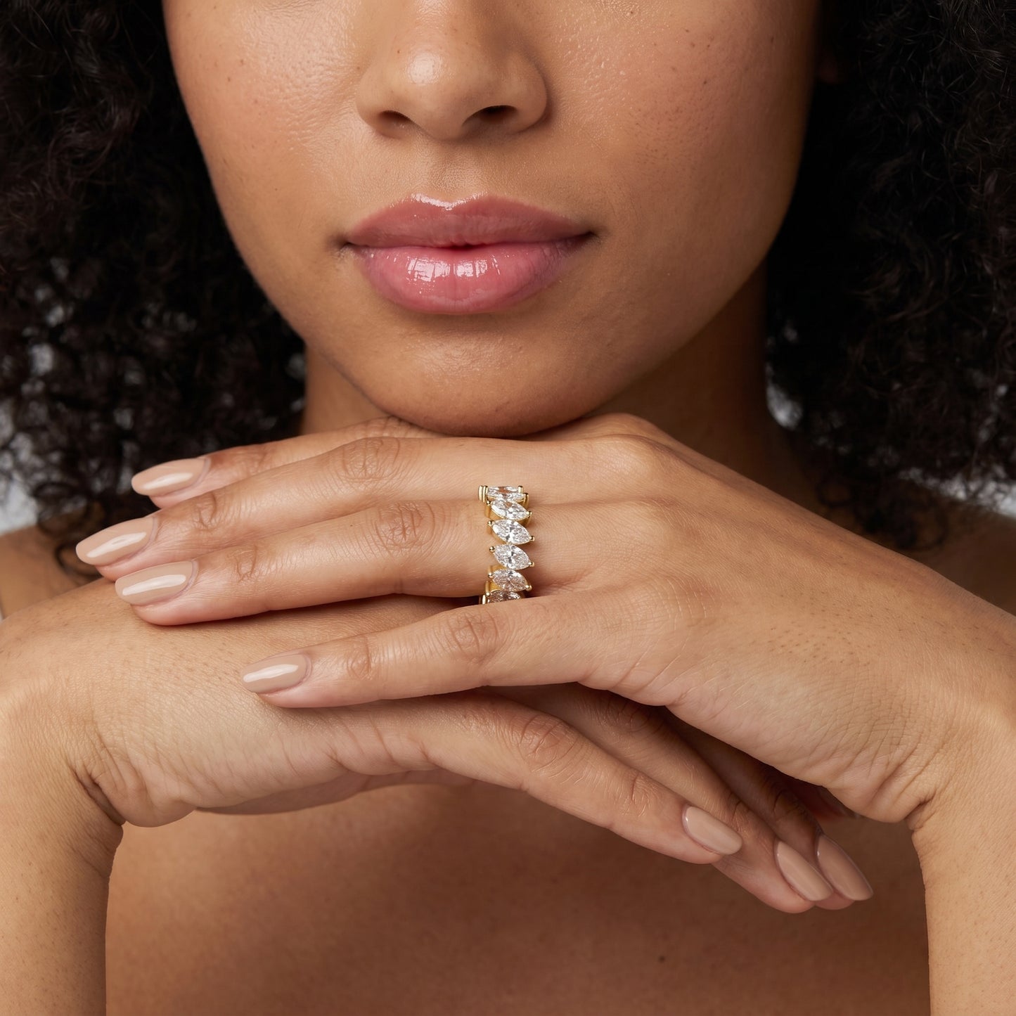 Marquise Cut Lab Grown Diamond Ring in Yellow Gold