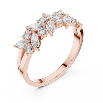 Marquise Round Cut Lab Grown Diamond Ring in Rose Gold