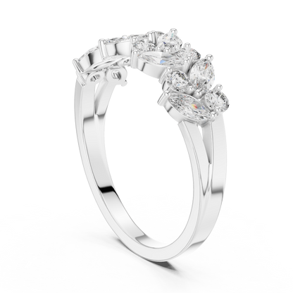 Marquise Round Cut Lab Grown Diamond Ring in White Gold