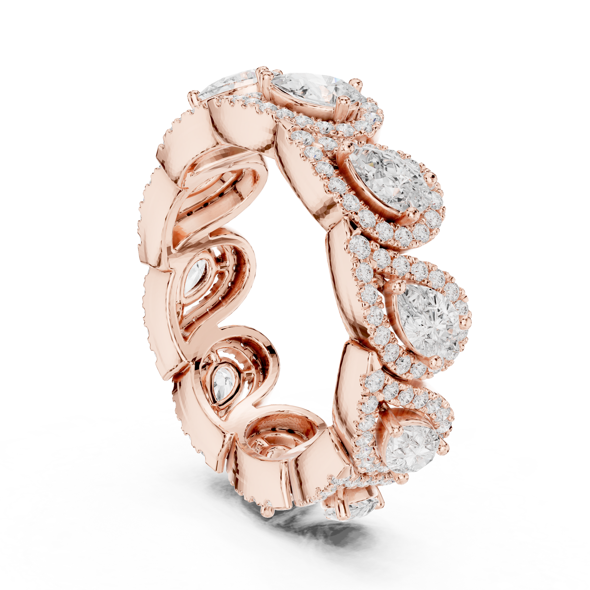 Pear Round Cut Lab Grown Diamond Ring in Rose Gold