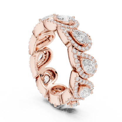Pear Round Cut Lab Grown Diamond Ring in Rose Gold