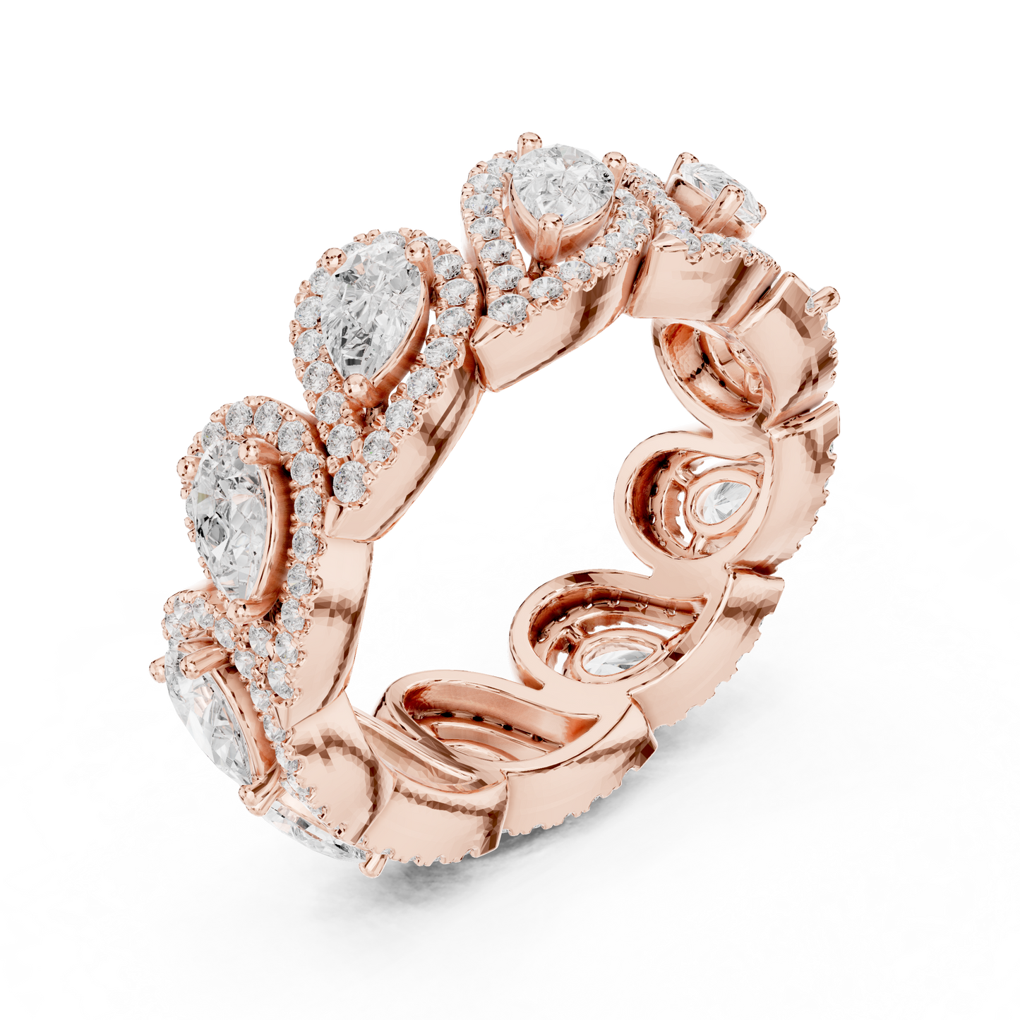 Pear Round Cut Lab Grown Diamond Ring in Rose Gold
