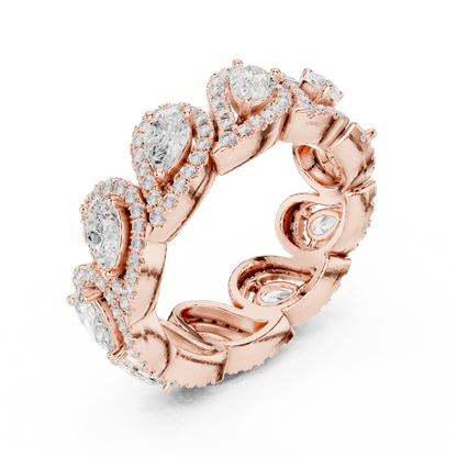 Pear Round Cut Lab Grown Diamond Ring in Rose Gold