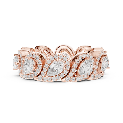 Pear Round Cut Lab Grown Diamond Ring in Rose Gold
