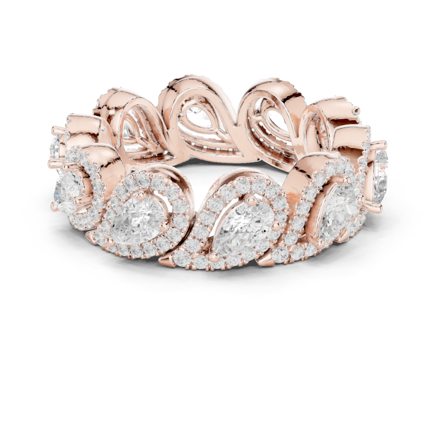 Pear Round Cut Lab Grown Diamond Ring in Rose Gold