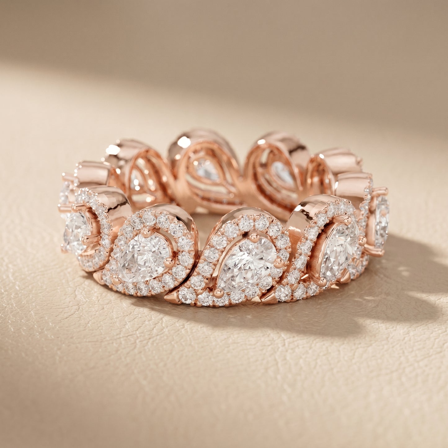 Pear Round Cut Lab Grown Diamond Ring in Rose Gold