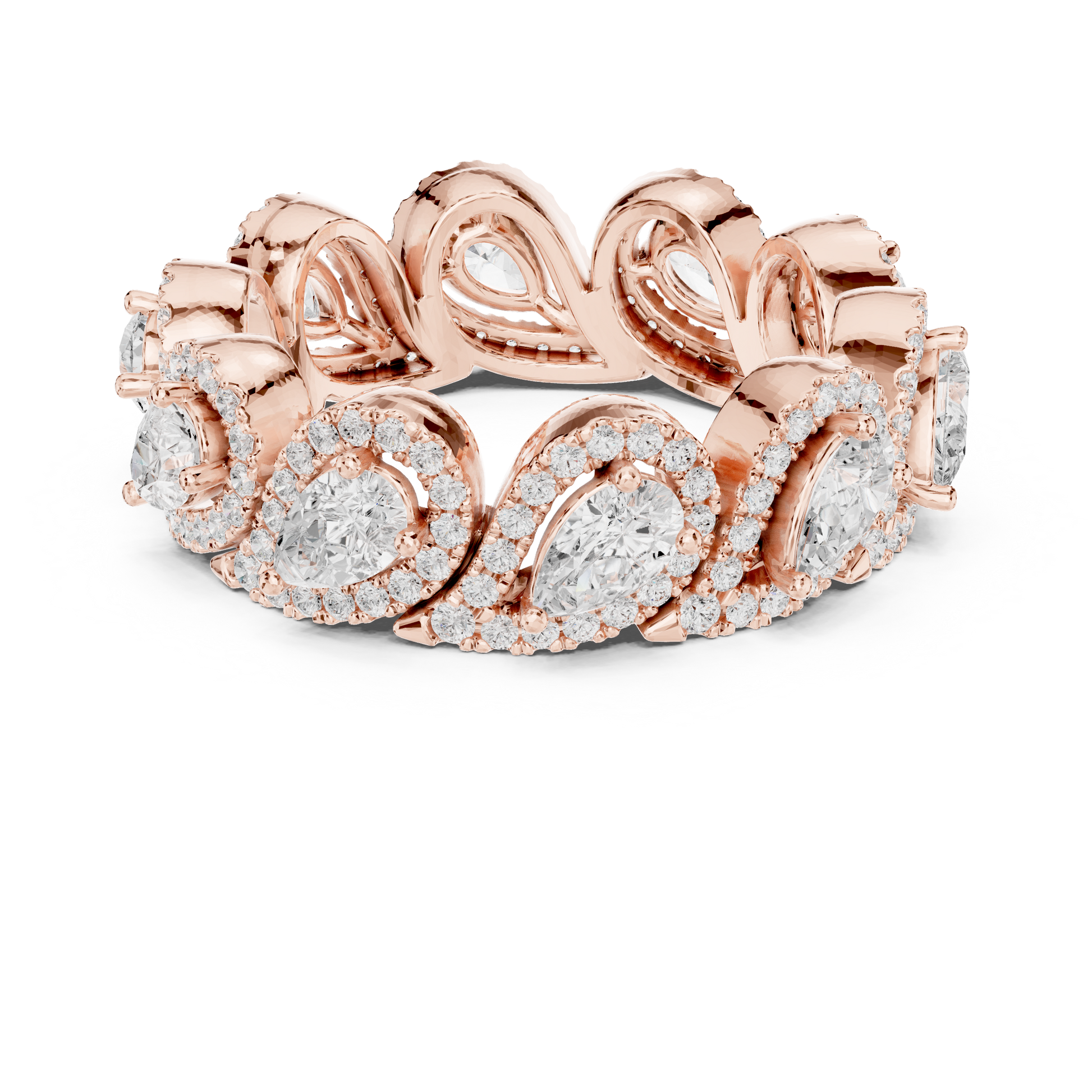 Pear Round Cut Lab Grown Diamond Ring in Rose Gold