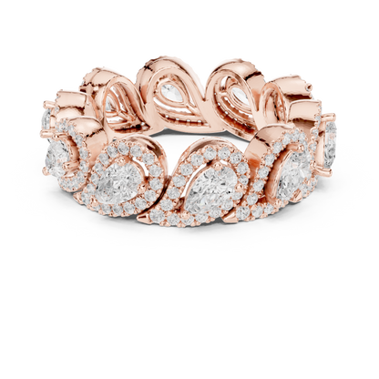 Pear Round Cut Lab Grown Diamond Ring in Rose Gold