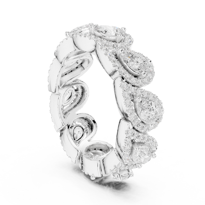 Pear Round Cut Lab Grown Diamond Ring in Silver