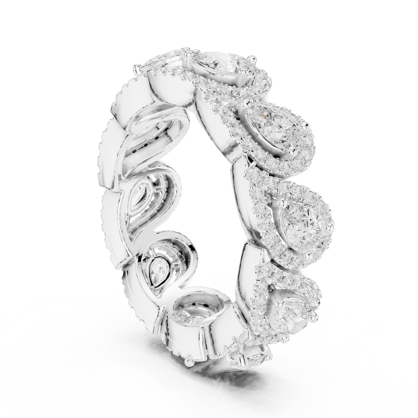 Pear Round Cut Lab Grown Diamond Ring in Platinum