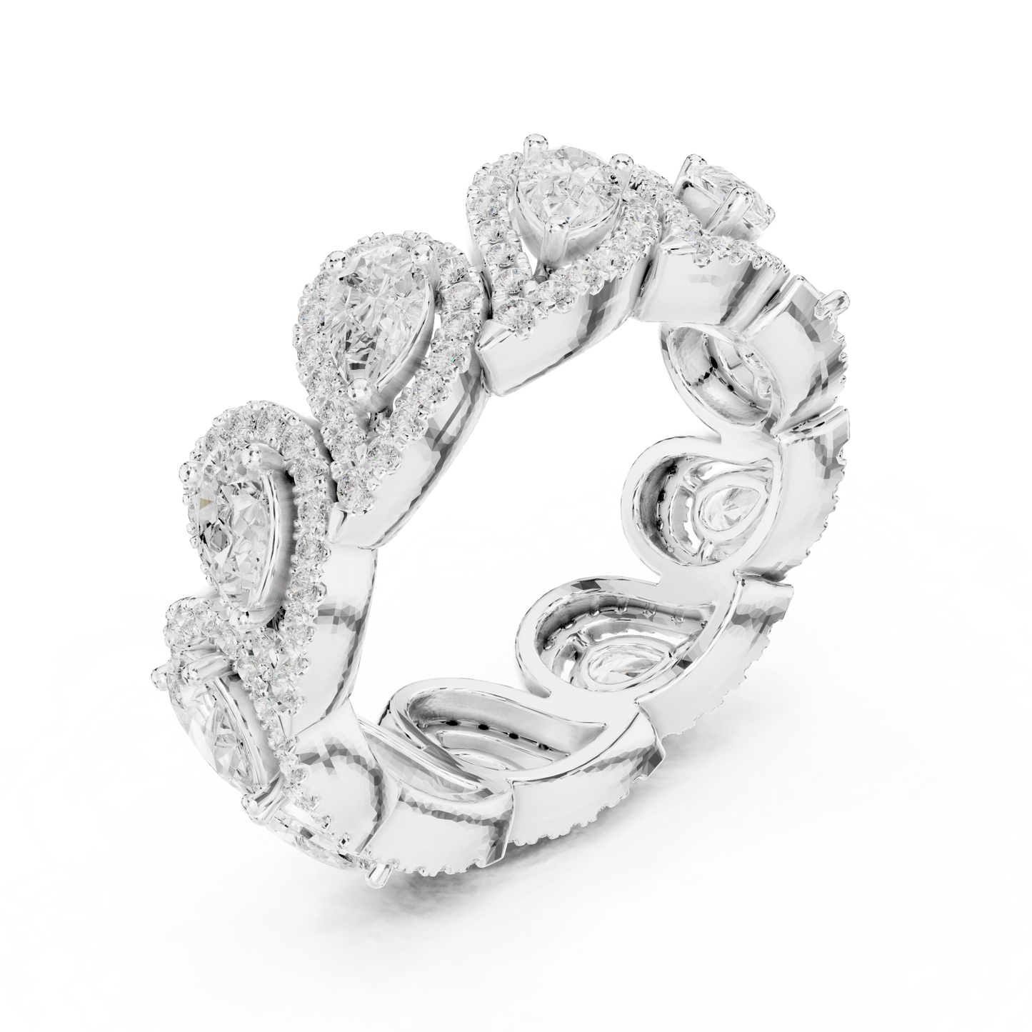 Pear Round Cut Lab Grown Diamond Ring in White Gold