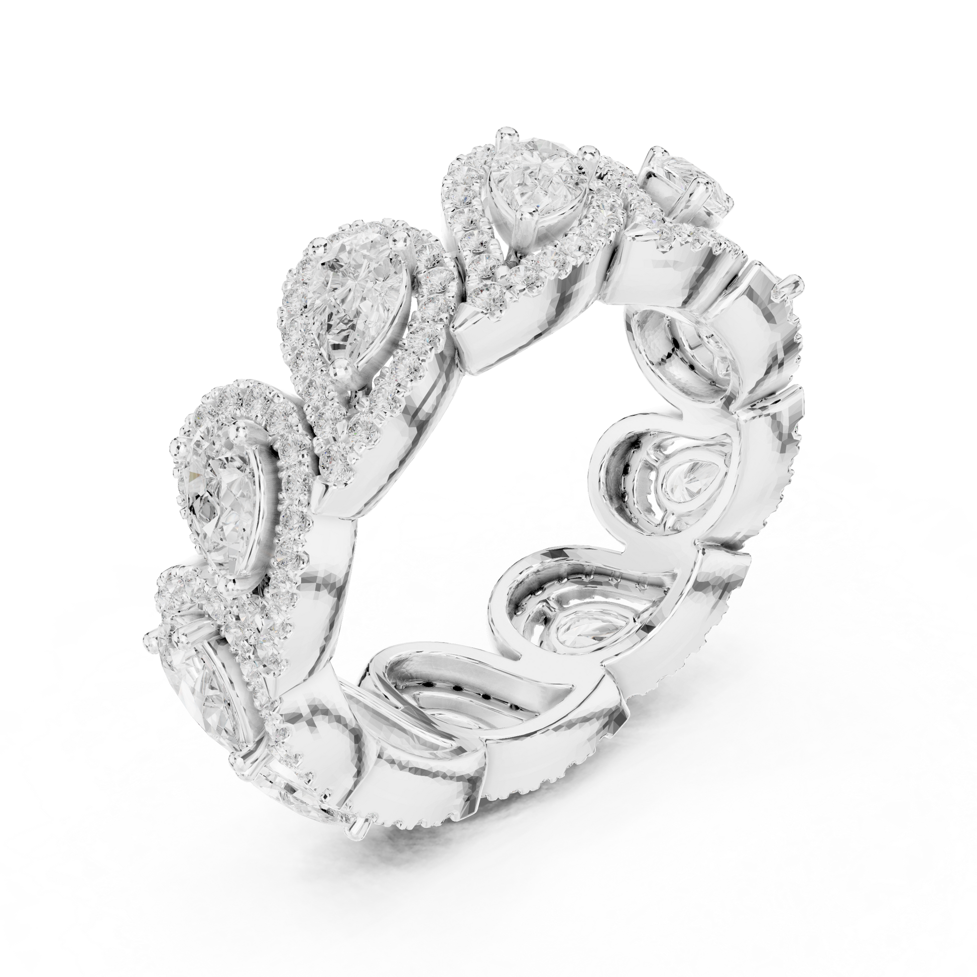 Pear Round Cut Lab Grown Diamond Ring in White Gold