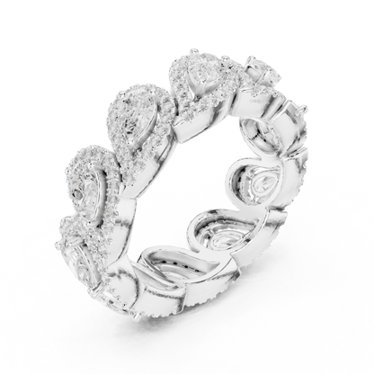 Pear Round Cut Lab Grown Diamond Ring in White Gold