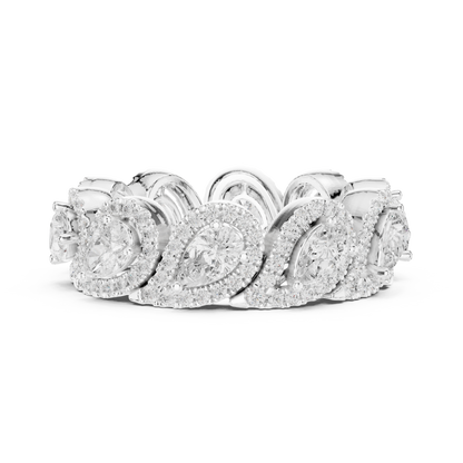 Pear Round Cut Lab Grown Diamond Ring in White Gold