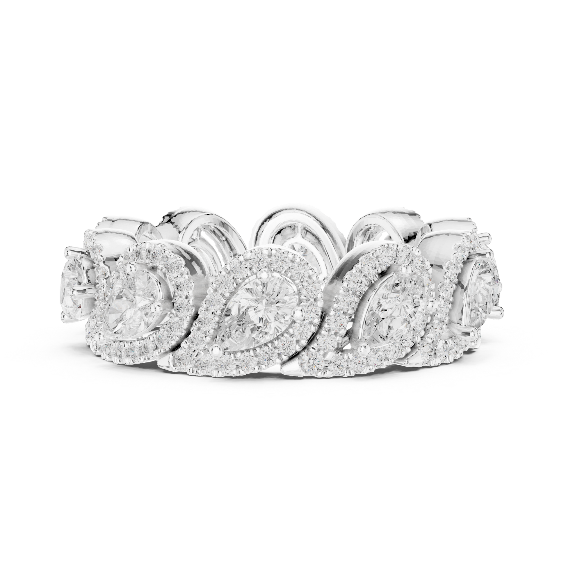 Pear Round Cut Lab Grown Diamond Ring in Silver