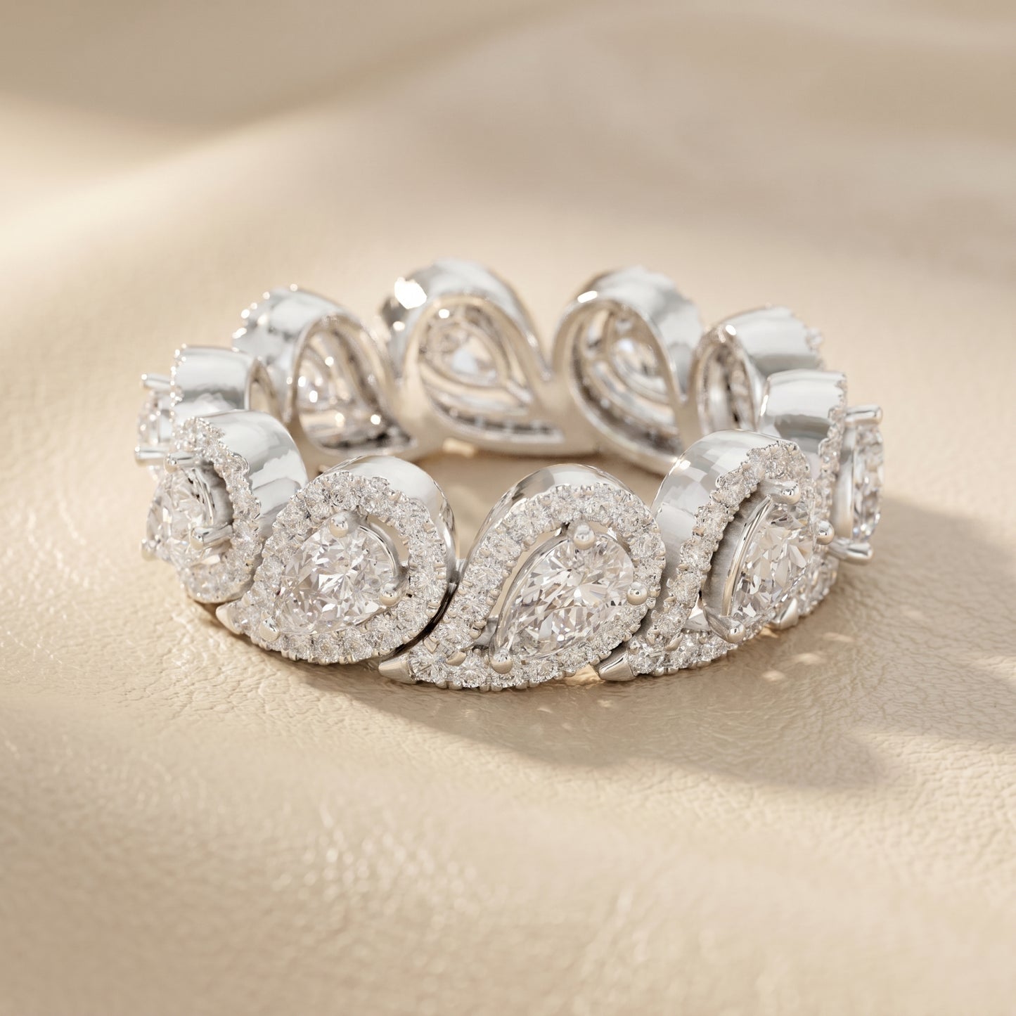 Pear Round Cut Lab Grown Diamond Ring in White Gold