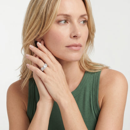 Pear Round Cut Lab Grown Diamond Ring in Silver