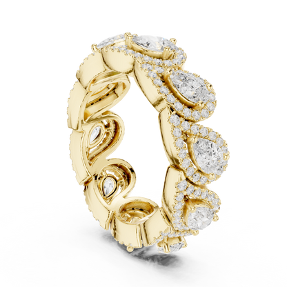 Pear Round Cut Lab Grown Diamond Ring in Yellow Gold