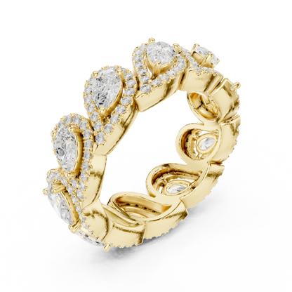 Pear Round Cut Lab Grown Diamond Ring in Yellow Gold
