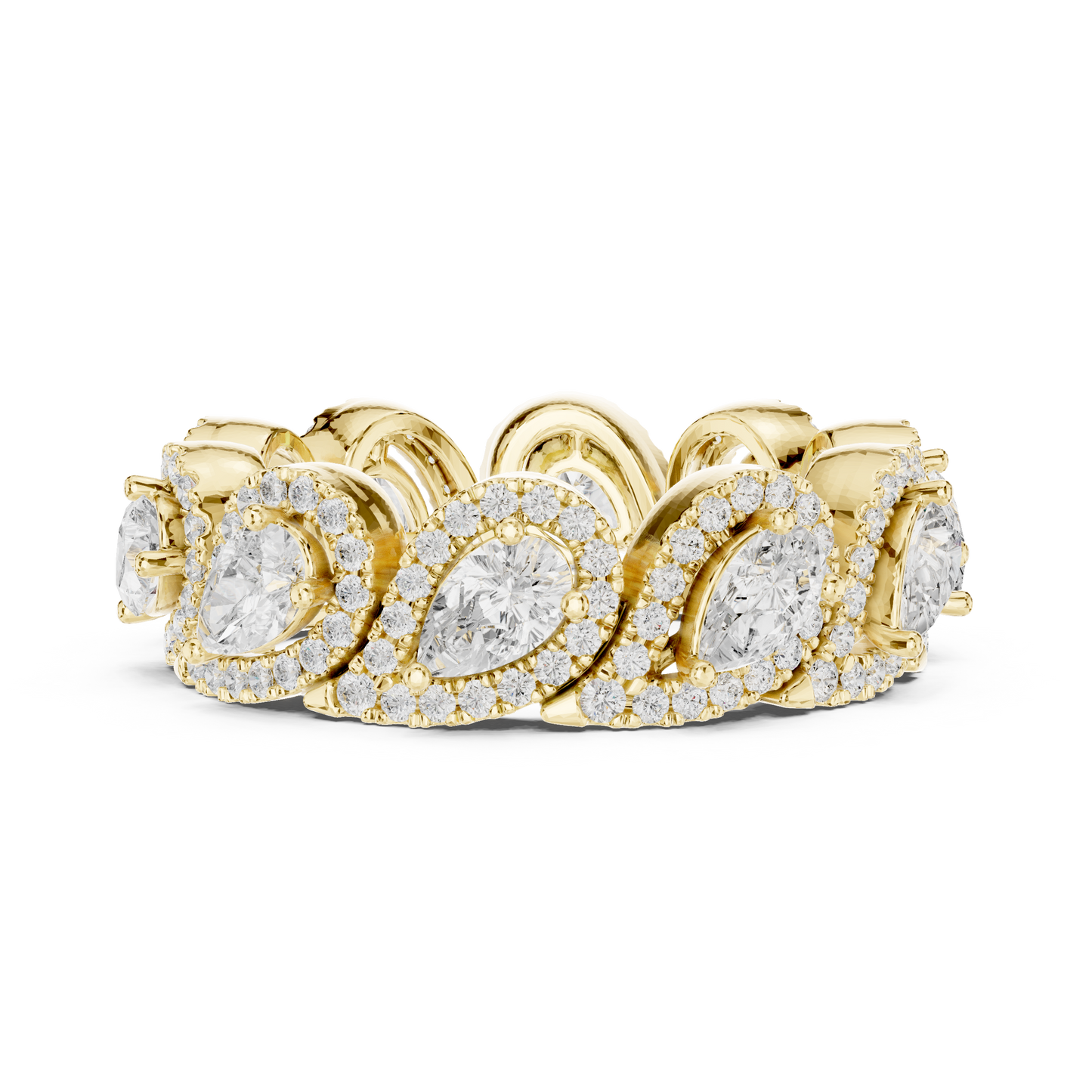 Pear Round Cut Lab Grown Diamond Ring in Yellow Gold