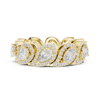 Pear Round Cut Lab Grown Diamond Ring in Yellow Gold