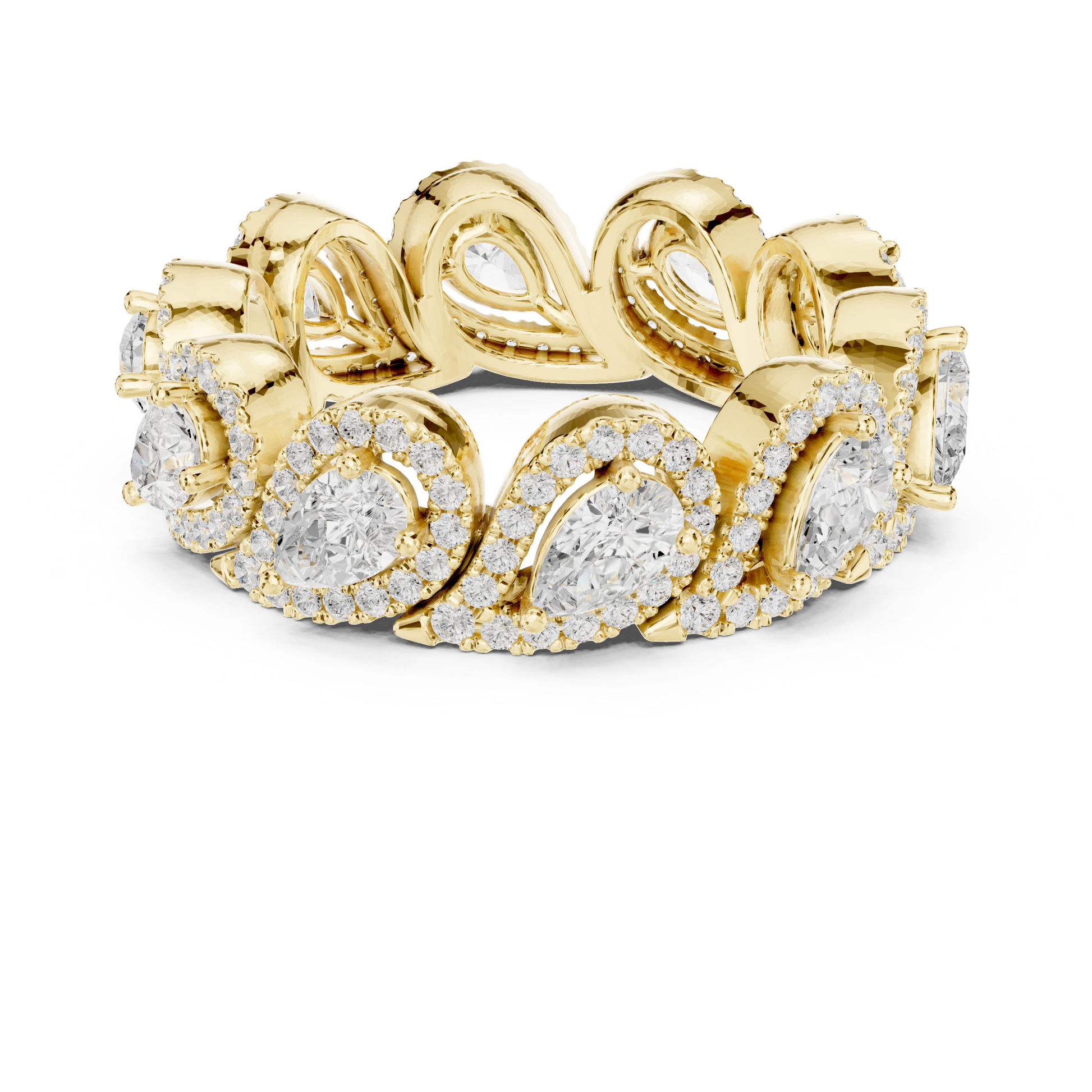 Pear Round Cut Lab Grown Diamond Ring in Yellow Gold