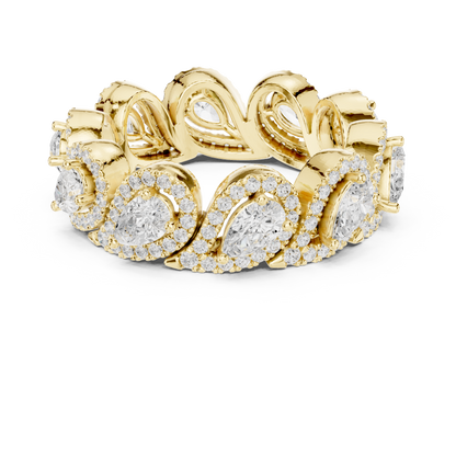 Pear Round Cut Lab Grown Diamond Ring in Yellow Gold