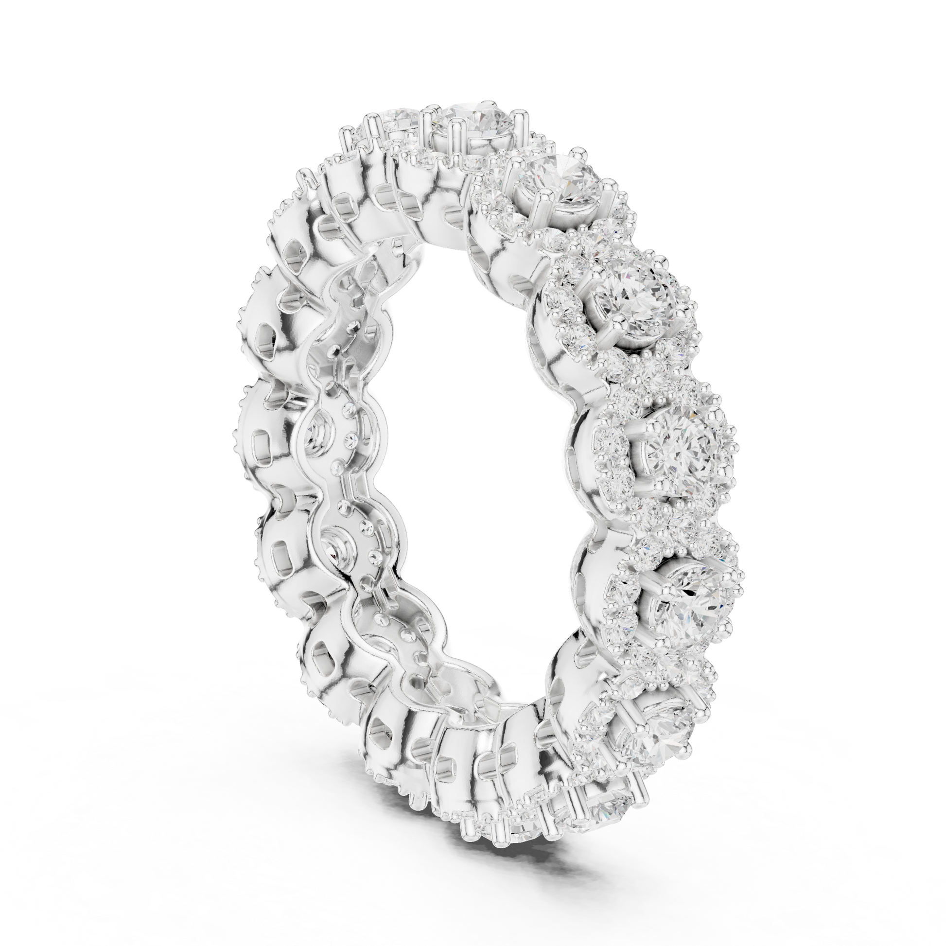 Round Cut Lab Grown Diamond Ring in White Gold