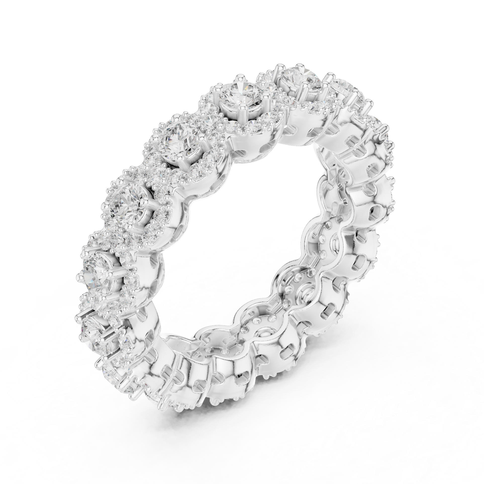 Round Cut Lab Grown Diamond Ring in White Gold