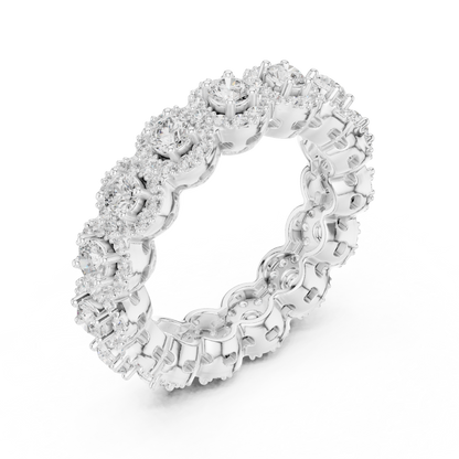 Round Cut Lab Grown Diamond Ring in Silver