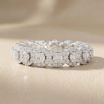 Round Cut Lab Grown Diamond Ring in Silver