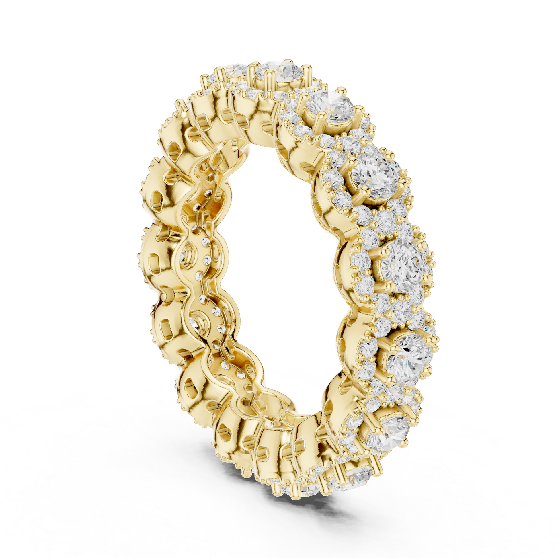 Round Cut Lab Grown Diamond Ring in Yellow Gold