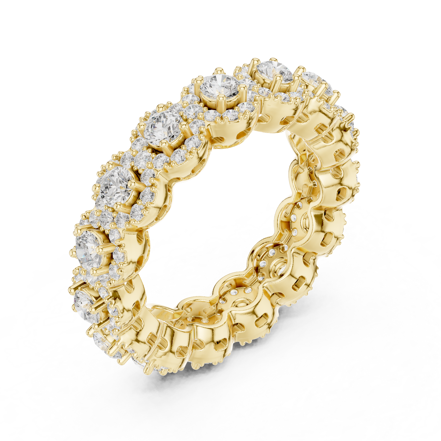 Round Cut Lab Grown Diamond Ring in Yellow Gold