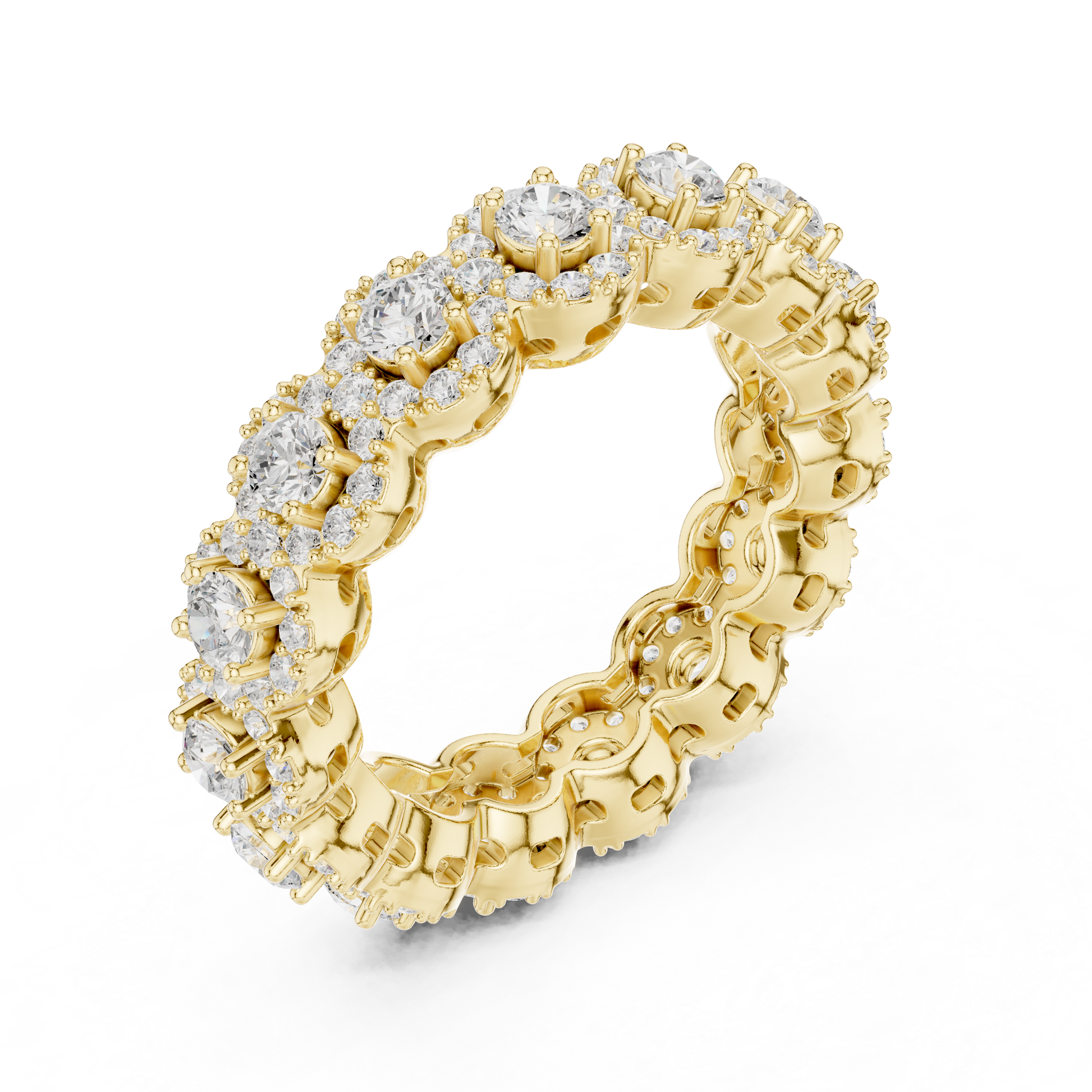 Round Cut Lab Grown Diamond Ring in Yellow Gold