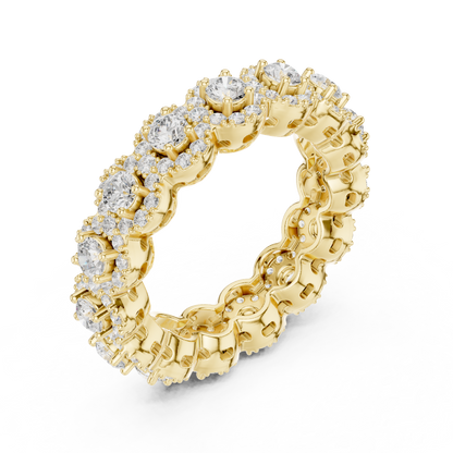Round Cut Lab Grown Diamond Ring in Yellow Gold