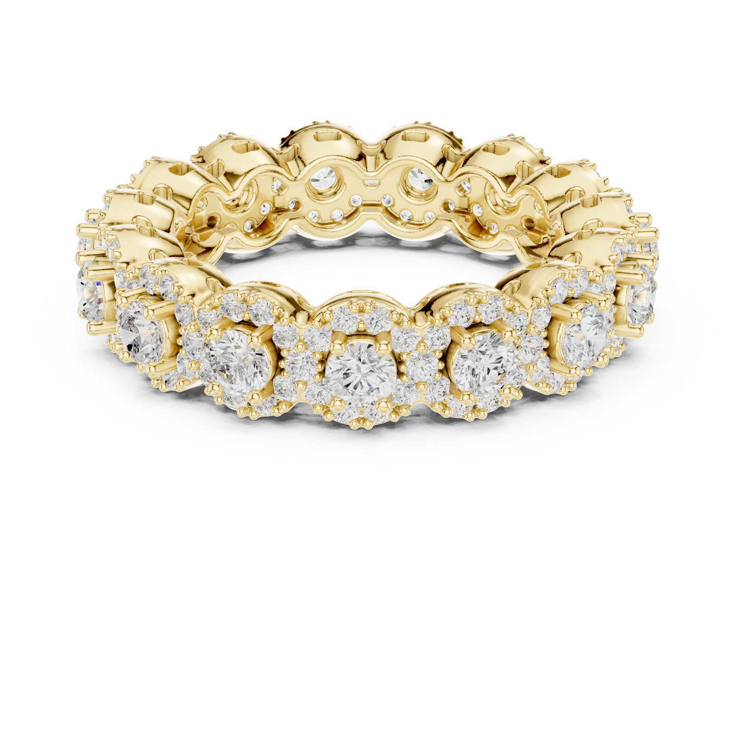 Round Cut Lab Grown Diamond Ring in Yellow Gold