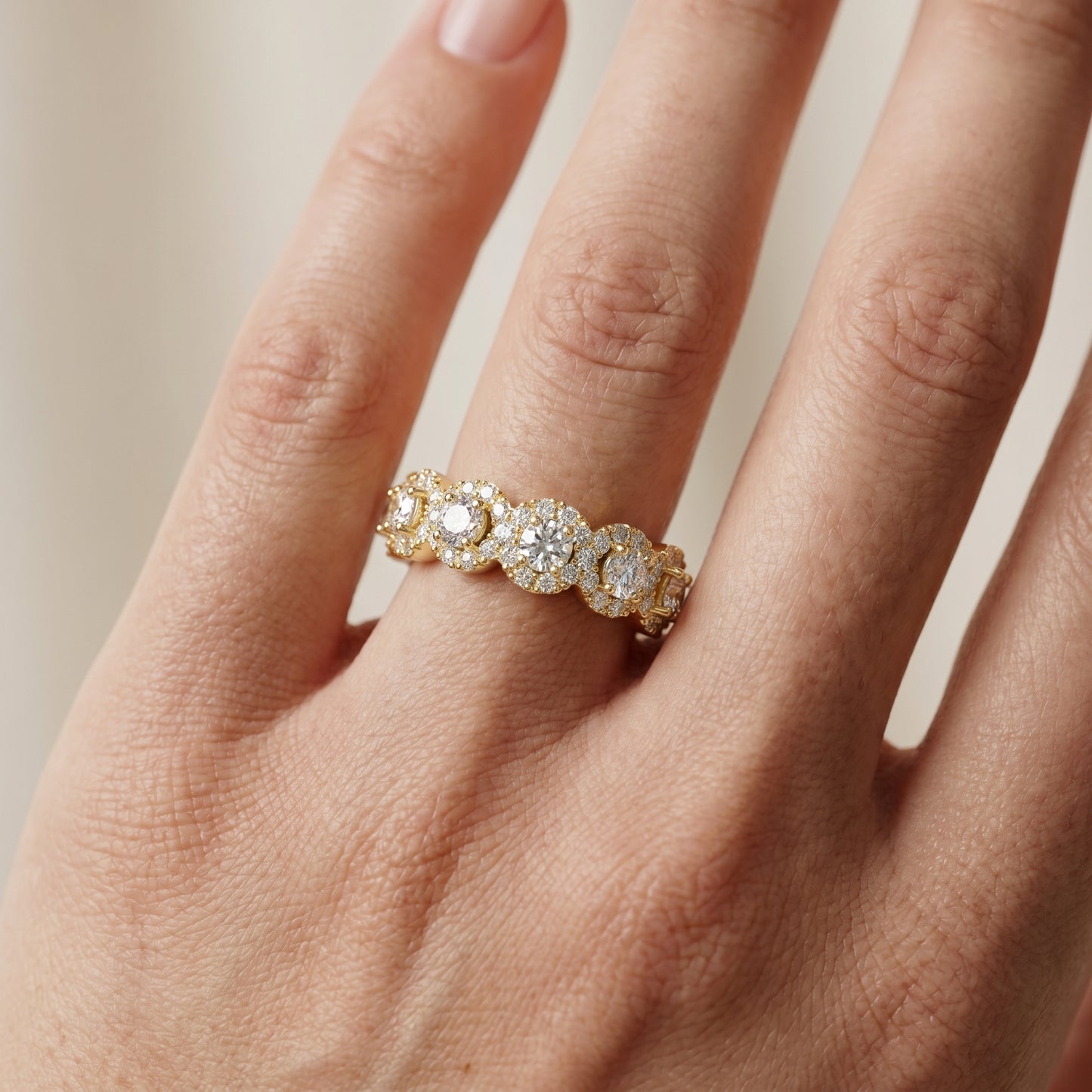 Round Cut Lab Grown Diamond Ring in Yellow Gold