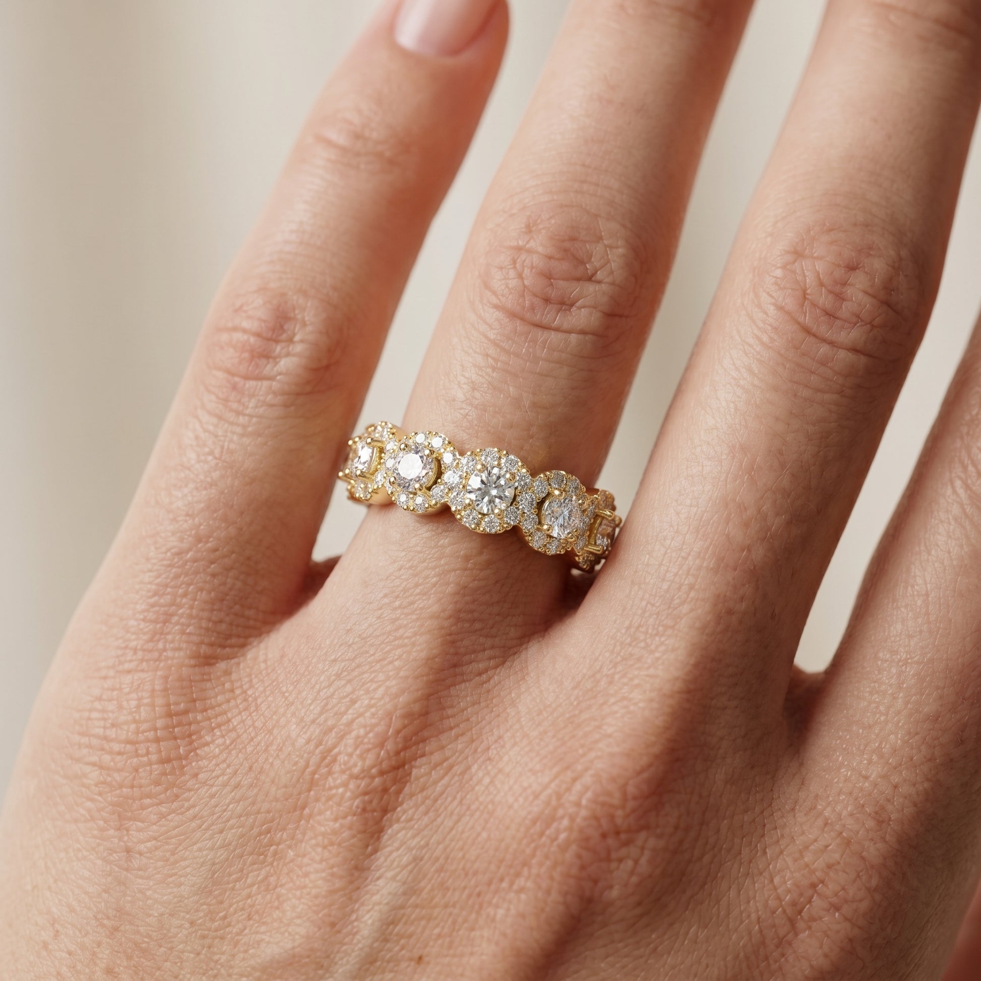 Round Cut Lab Grown Diamond Ring in Yellow Gold