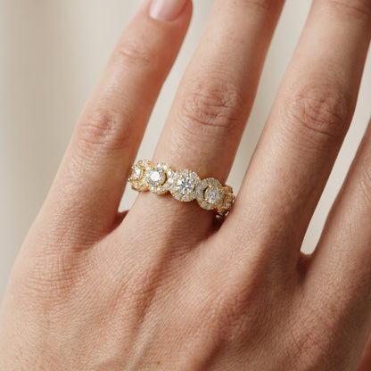 Round Cut Lab Grown Diamond Ring in Yellow Gold