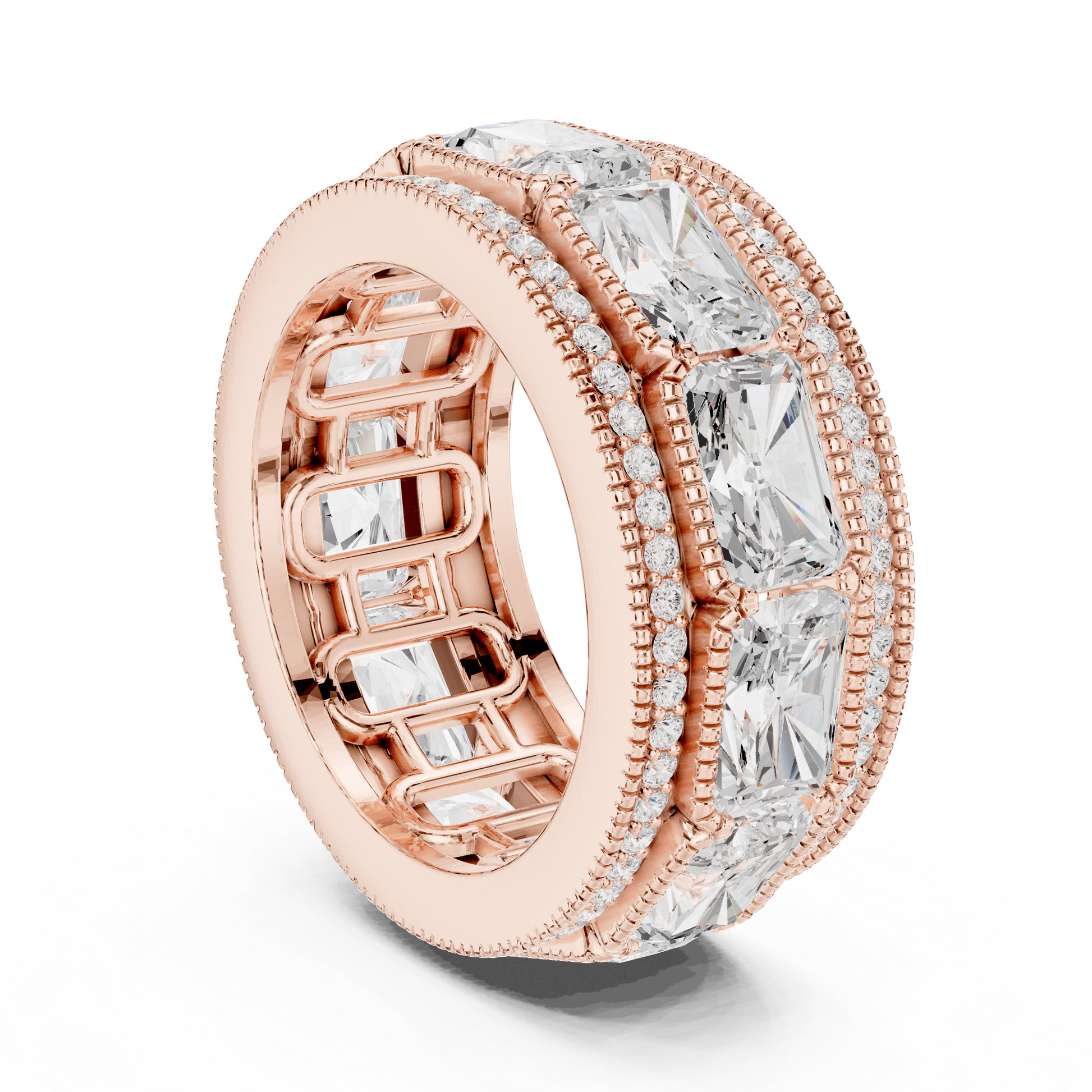 Radiant Round Cut Lab Grown Diamond Ring in Rose Gold