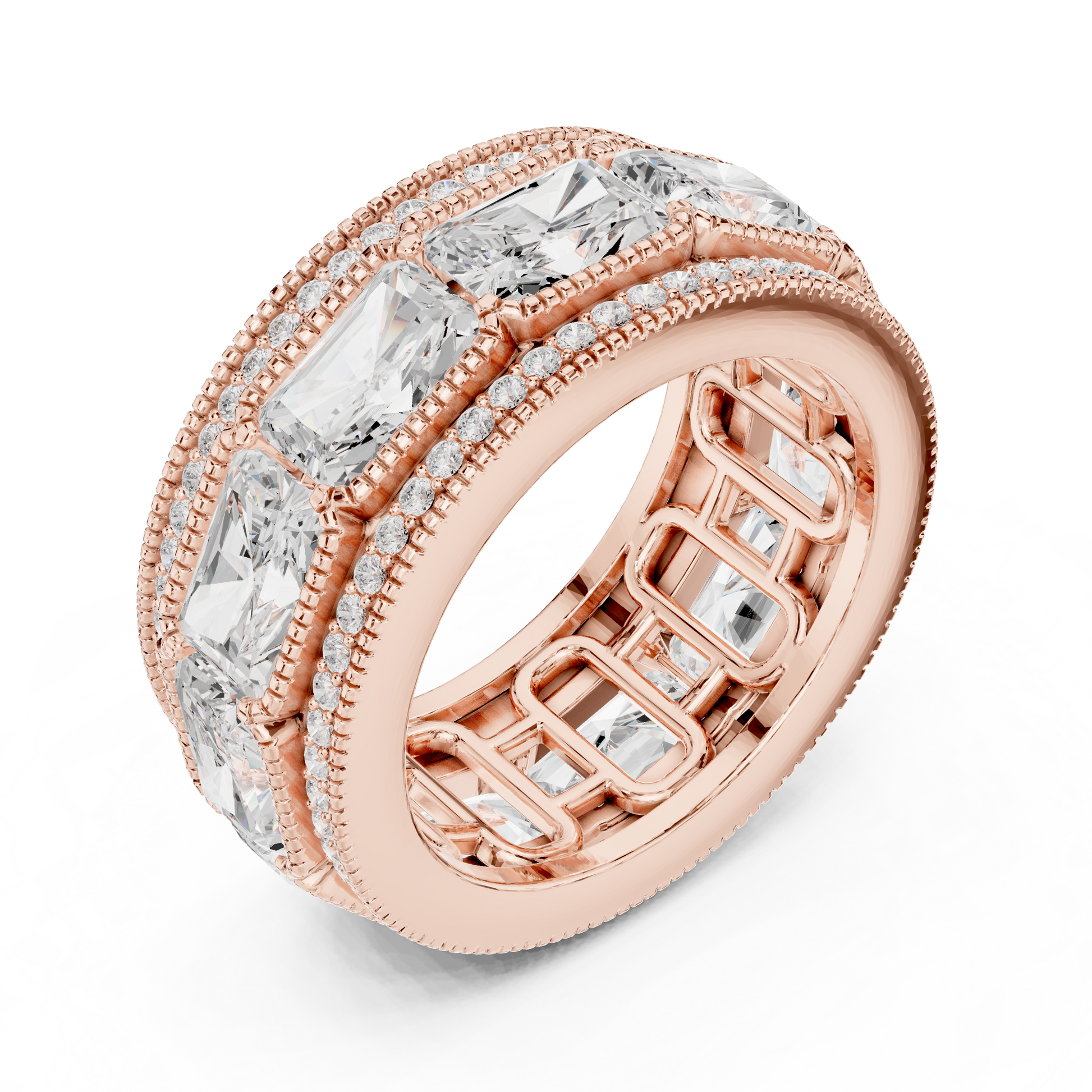 Radiant Round Cut Lab Grown Diamond Ring in Rose Gold